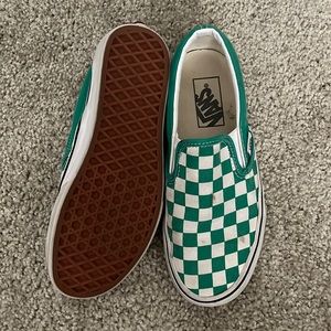 Green Checkered Vans - Size 6 Women’s - Worn Once